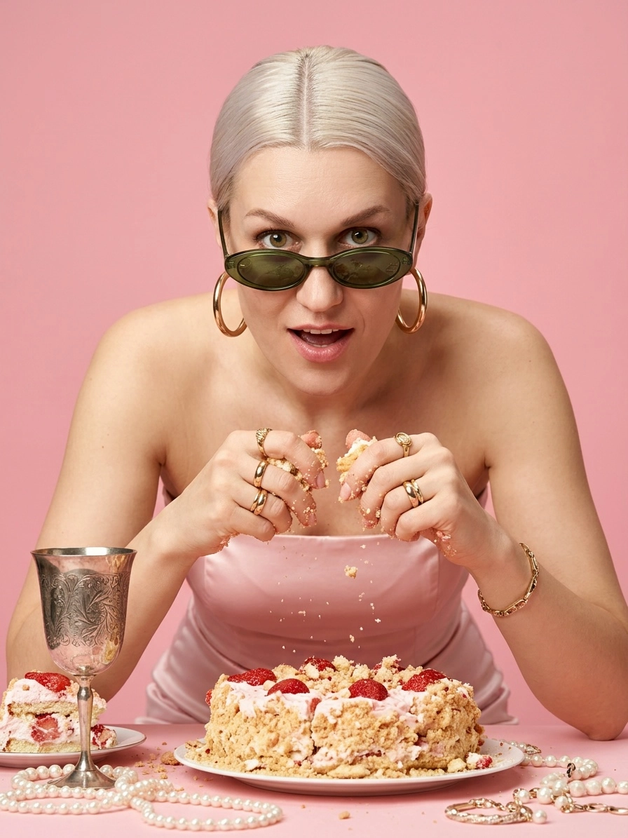 Messy Cake Luxury Fashion Editorial Pink Portrait